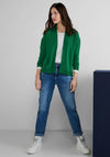 Street One Fine Short Ribbed Cardigan, Dark Brisk Green