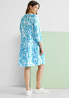 Street One Leaf Print Linen Tunic Dress, Light Splash Blue