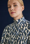 Street One Leopard Print Quarter Zip Sweater, Deep Blue