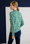 Street One Leopard Print Quarter Zip Sweater, Dark Brisk Green