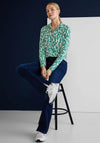 Street One Leopard Print Quarter Zip Sweater, Dark Brisk Green