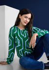 Street One Geometric Print Top, Dark Brisk Green