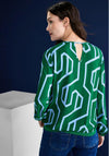 Street One Geometric Print Top, Dark Brisk Green