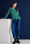 Street One Geometric Print Top, Dark Brisk Green