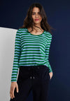 Street One Striped Long Sleeve T-Shirt, Brisk Green