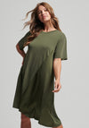 Superdry Womens Mix Fabric T-Shirt Dress, Green