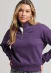 Superdry Womens Henley Half Zip Sweatshirt, Purple