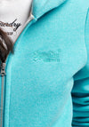 Superdry Womens Vintage Logo Full Zip Hoodie, Aqua Shore