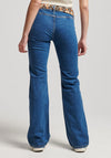 Superdry Womens Low Rise Flared Jeans, Mid Blue