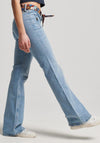 Superdry Womens Low Rise Flared Jeans, Light Blue