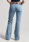 Superdry Womens Low Rise Flared Jeans, Light Blue