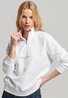 Superdry Womens Half Zip Sweatshirt, White