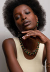 Ti Sento Malachite Stone Link Earrings, Gold
