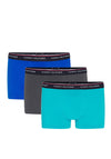 Tommy Hilfiger 3 Pack Cotton Stretch Boxers, Aquatic Teal Multi