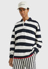 Tommy Hilfiger Blocked Stripe Rugby Polo Shirt, Ecru & Desert Sky