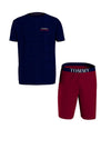 Tommy Hilfiger Short Sleeve Pyjama Set, Desert Sky & Deep Rouge