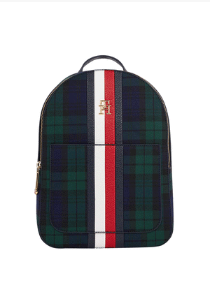 Tommy Hilfiger TH Emblem Plaid Backpack, Navy Multi