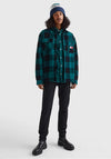 Tommy Jeans TJM Sherpa Flannel Overshirt, Dark Turf Green