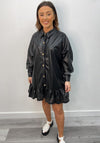 The Sofia Collection One Size Faux Leather Mini Smock Dress, Black