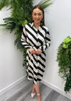 The Sofia Collection Stripe Print Midi Shirt Dress, Black & Cream