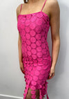 The Sofia Collection Embroidered Disc Crop Dress, Fuchsia