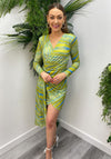 The Sofia Collection Dropped Hem Mini Dress, Green & Blue