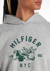 Tommy Hilfiger Womens Relaxed Graphic Hoodie, Light Grey