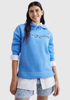Tommy Hilfiger Womens Logo Hoodie, Hydrangea Blue