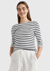 Tommy Hilfiger Womens Striped Boat Neck T-Shirt, Navy