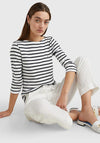 Tommy Hilfiger Womens Striped Boat Neck T-Shirt, Navy