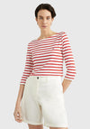 Tommy Hilfiger Womens Striped Boat Neck T-Shirt, Red