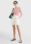 Tommy Hilfiger Womens Striped Boat Neck T-Shirt, Red
