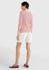 Tommy Hilfiger Womens Striped Boat Neck T-Shirt, Red