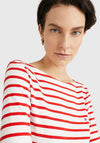 Tommy Hilfiger Womens Striped Boat Neck T-Shirt, Red