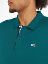 Tommy Jeans Slim Long Sleeve Polo Shirt, Dark Turf Green