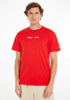 Tommy Jeans Classic Linear Logo T-Shirt, Deep Crimson