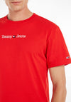 Tommy Jeans Classic Linear Logo T-Shirt, Deep Crimson