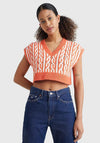 Tommy Jeans Womens Crop Knit Vest, Orange