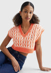 Tommy Jeans Womens Crop Knit Vest, Orange
