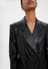 Vero Moda Dareen Faux Croc Oversize Blazer, Black