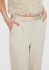 Vero Moda Laura Satin Trim Barrel Trousers, Oatmeal