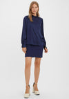 Vero Moda Lola Satin Top, Navy Blazer