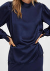 Vero Moda Lola Satin Top, Navy Blazer