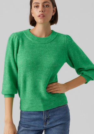 Vero Moda Three Quarter Sleeve Jumper, Bright Green
