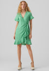 Vero Moda Polka Dot Wrap Mini Dress, Bright Green