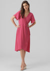 Vero Moda Saki Wrap Midi Dress, Pink Yarrow