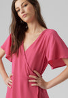 Vero Moda Saki Wrap Midi Dress, Pink Yarrow