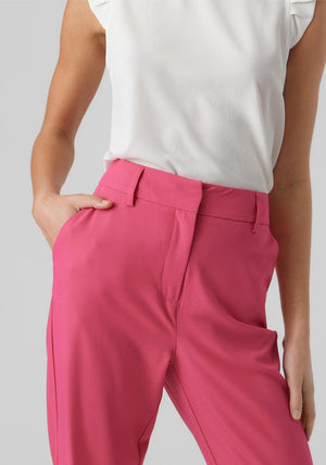 Vero Moda Zelda Straight Leg Trousers, Pink Yarrow