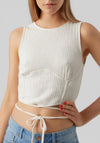 Vero Moda Camma Tie Waist Crop Top, Snow White