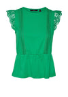 Vero Moda Caia Lace Trim Peplum Top, Bright Green